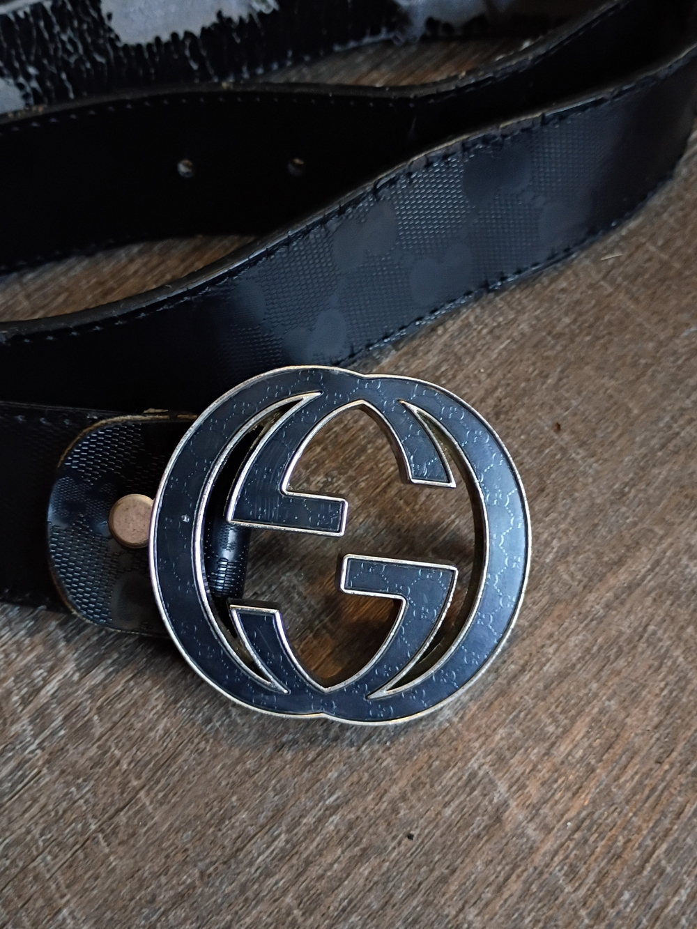 Gucci Black GG Monogram Belt Buckle